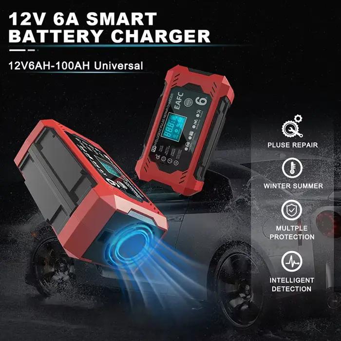 Chargeur de batterie de voiture Snap12V avec écran LCD pour voitures et motos compatibles avec les batteries au plomb-acide calcium GEL AGM Wet EFB occasions spéciales