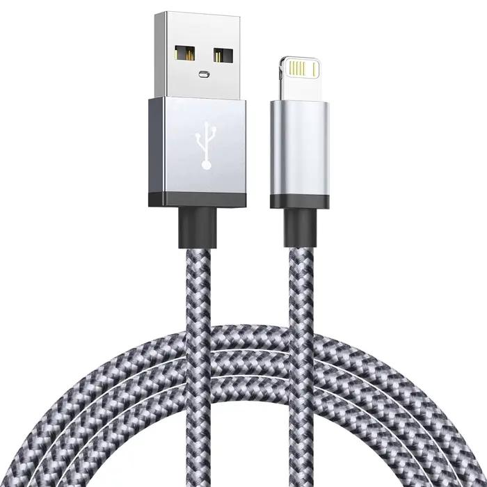 Câble de chargeur USB rapide et robuste tressé pour iPhone 14 13 12 11 Xs Max Xr X 8 7 6 Plus et iPad pour charge et synchronisation des données occasions spéciales