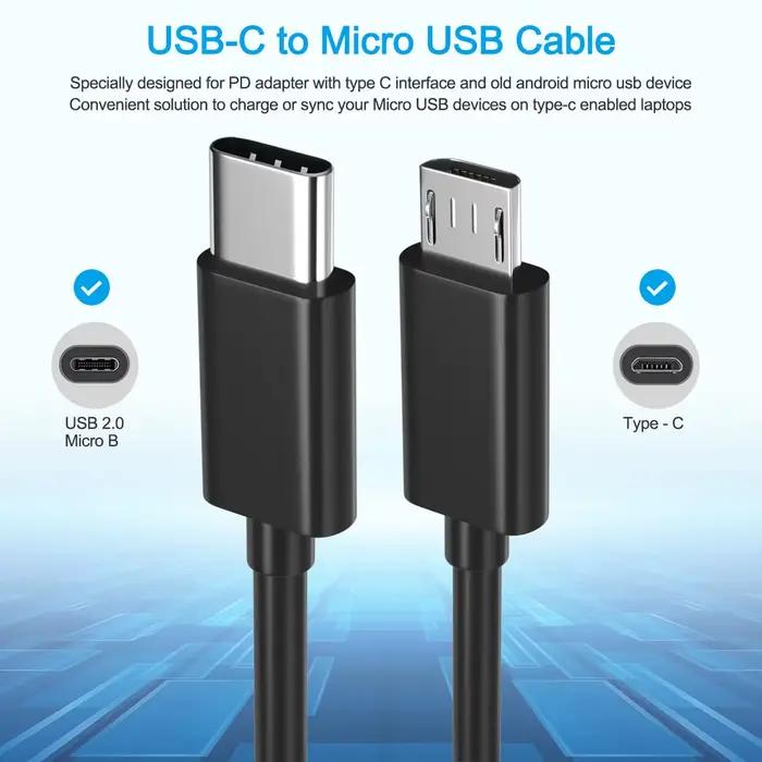 NNBILI câble USB C vers Micro USB pour Samsung Redmi LG Moto Xbox-One PS4 contrôleurFire tablettes TV clé adaptateur USBC cordon de chargement
