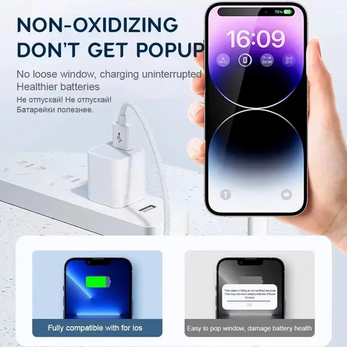 Câble USB de Charge rapide 30W pour iPhone 14 13 12 11 Pro Max 8 7 6 Plus XS X XR Type C ligne de données 2M