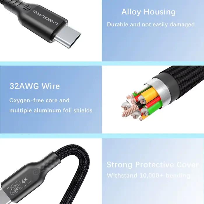 Câble USB C vers C USB3.2 Gen2x2 20 Gbps toutes fonctions