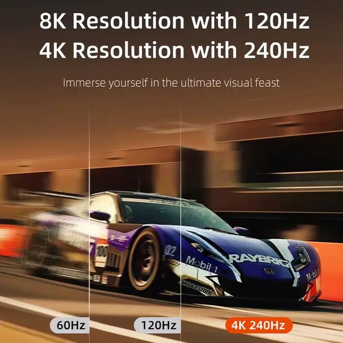 Câble DisplayPort 2.1 CABLETIME 80Gbps pour 16K@60Hz 8K@120Hz 4K@240Hz pour ordinateur moniteur télévision boîte de télévision occasions spéciales