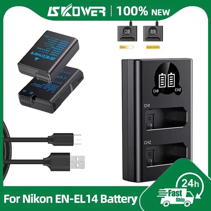 Nouvelle batterie EN-EL14 pour Nikon D3100/3200/3300/3400/3500 D5100/5200/5300/5500/5600 DF Coolpix P7000/7100/7700/7800 chargeur d'appareil photo