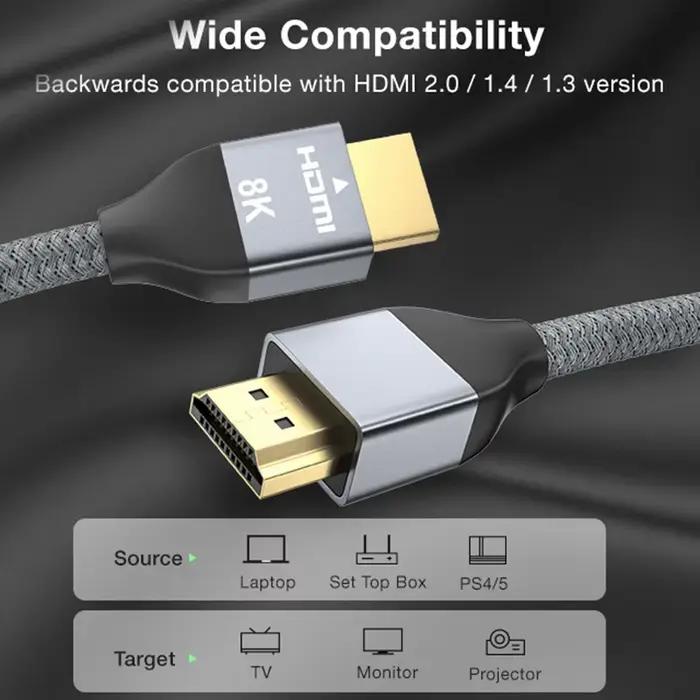 Câble HDMI 8K 2.1 fil pour Xiaomi Xbox PS5 PS4 Chromebook ordinateurs portables TV Box projecteur