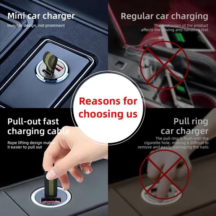 Mini chargeur de voiture 12-24V allume-cigare Charge rapide type-c PD