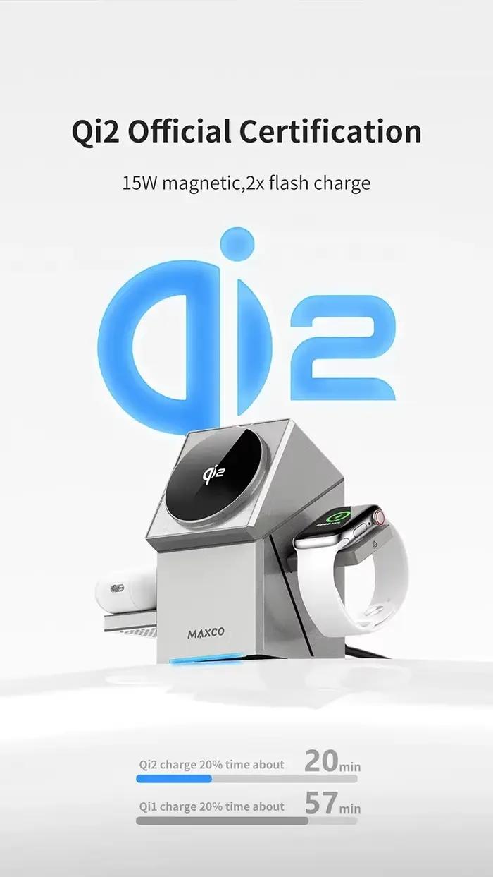 Chargeur sans fil Qi2 3 en 1 avec station d'accueil Cube magique à rotation automatique pour IPhone 16/15/14 Pro Max