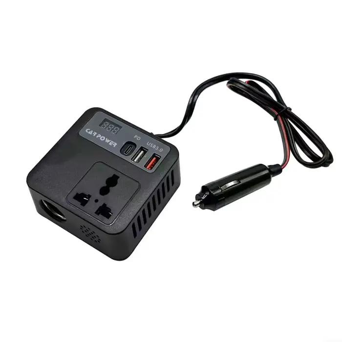 Convertisseur de puissance 12V à 220V pour voiture portable et multifonctionnel pour charger et alimenter appareils électroniques en déplacement