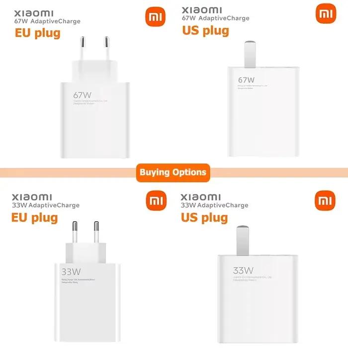 Chargeur Xiaomi 67W Original Charge rapide Câble USB Adaptateur mural EU/US Mi 14 13 12 Redmi Note 13 12 Pro Turbo Poco F5