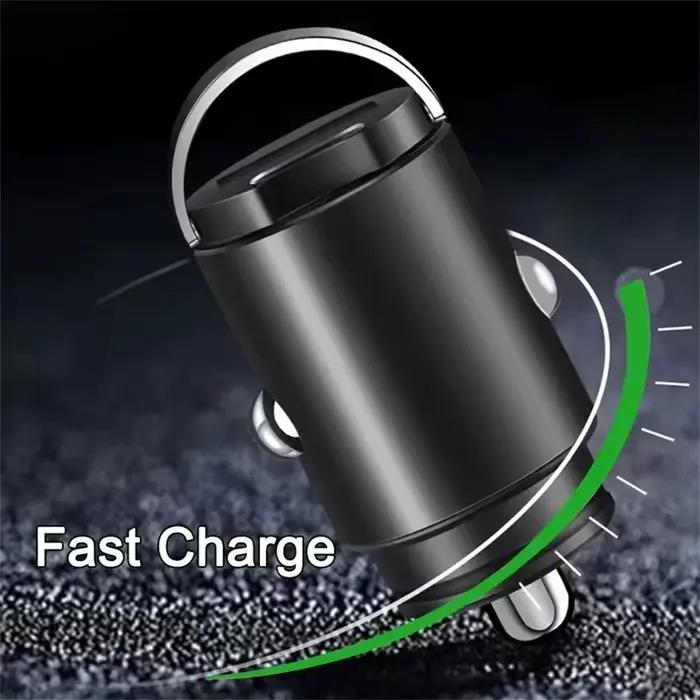 Mini Chargeur de Voiture avec Technologie de Charge Rapide QC3.0 et PD Prise USB-C Compatible avec iPhone Xiaomi Samsung Huawei Occasions Spéciales