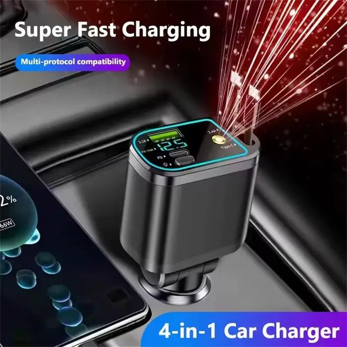Chargeur de voiture rétractable 4 en 1