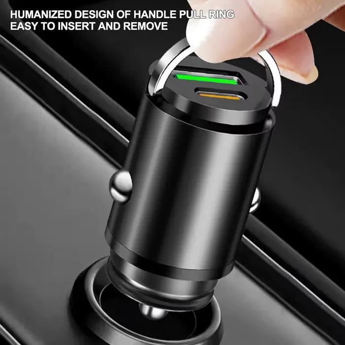 Mini chargeur de voiture 100W Type C double USB charge rapide pour iphone 15 pro max Samsung Huawei Xiaomi prise