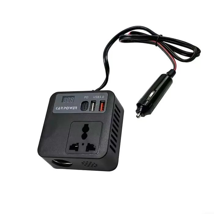 Convertisseur de puissance 12V à 220V pour voiture portable et multifonctionnel pour charger et alimenter appareils électroniques en déplacement