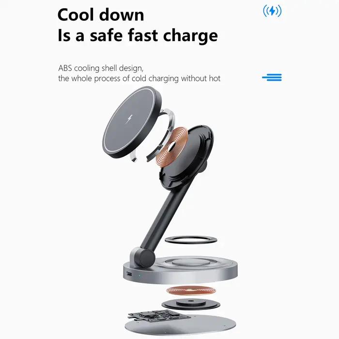 Support de chargeur magnétique sans fil 2 en 1