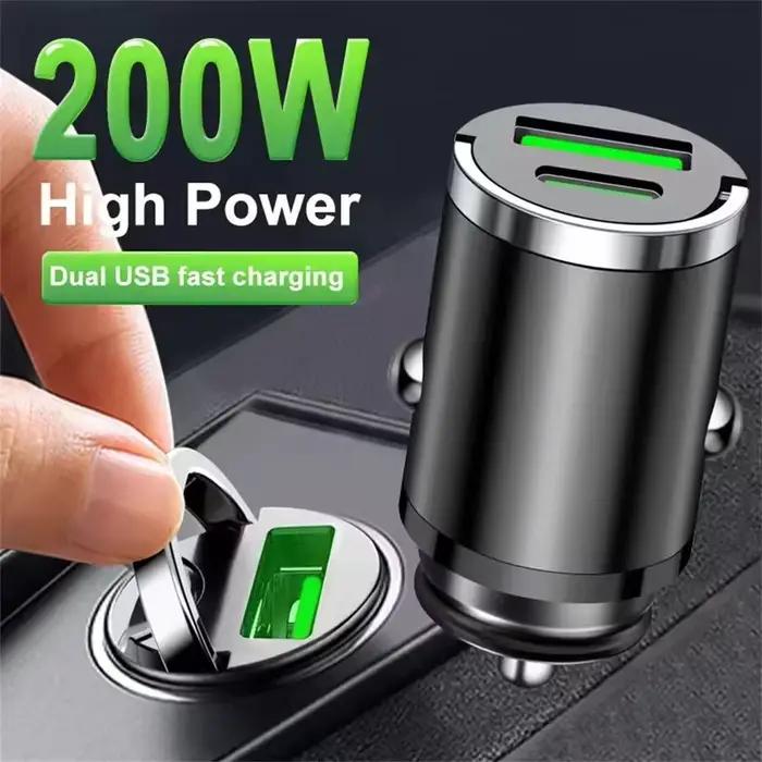 Mini Chargeur de Voiture avec Technologie de Charge Rapide QC3.0 et PD Prise USB-C Compatible avec iPhone Xiaomi Samsung Huawei Occasions Spéciales