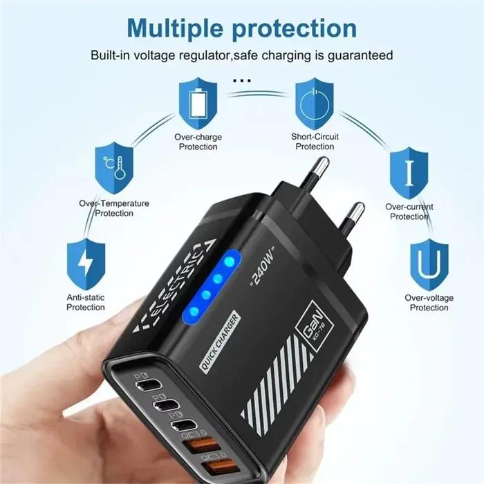 Chargeur de téléphone USB de bureau GaN 5 en 1