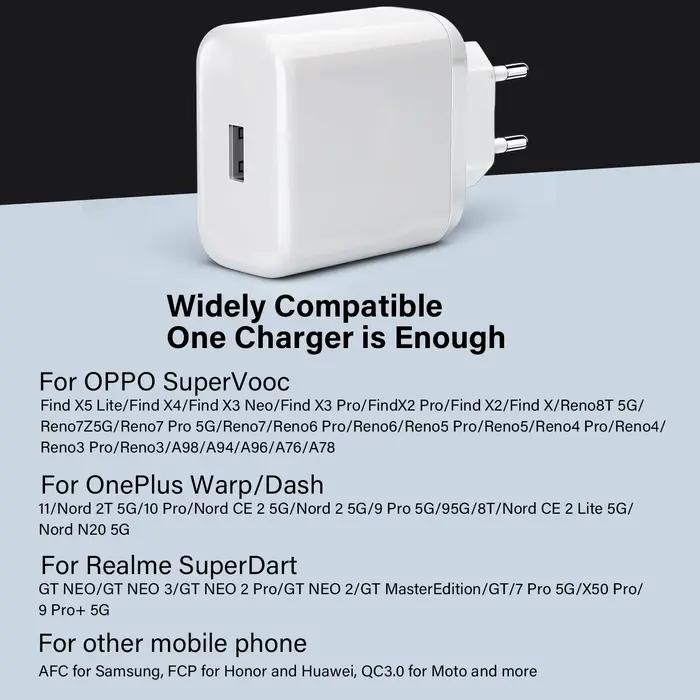 Pour Oppo Find X5 Reno8 chargeur SuperVooc 65W pour oneplus 11 Nord CE 2 T