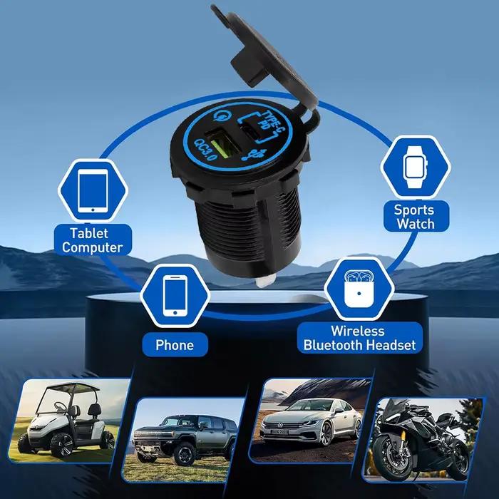 Prise de chargeur de voiture 12V/24V USB C 30W PD
