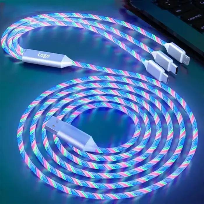 NNBILI – câble USB 3 en 1 avec lumière LED