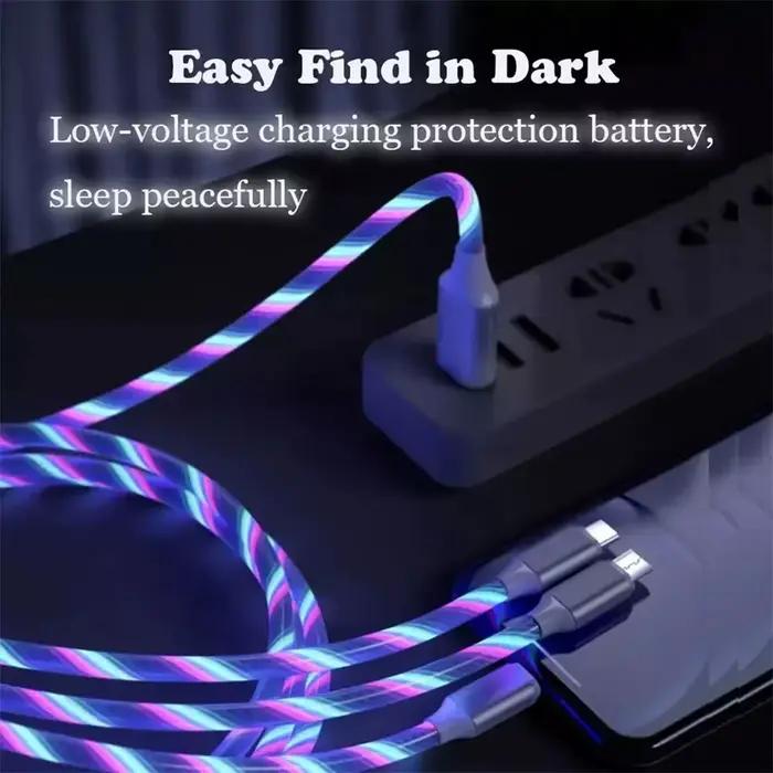 NNBILI – câble USB 3 en 1 avec lumière LED