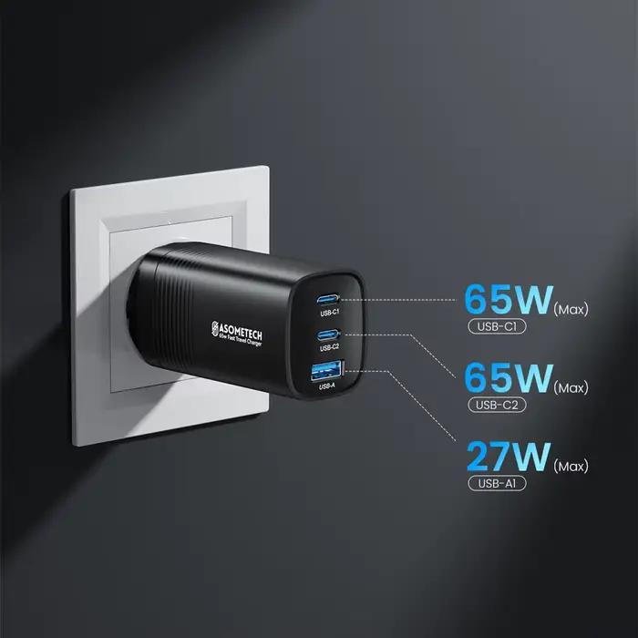 ASOMETECH GaN USB Type C chargeur 65W 45W PPS PD QC4.0