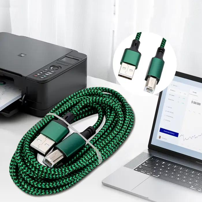 Câble USB 2.0 A à B haute vitesse pour imprimante scanner disque dur connecteur métallique résistant à la corrosion tressé en nylon durable pour ordinateur portable smartphone occasions spéciales