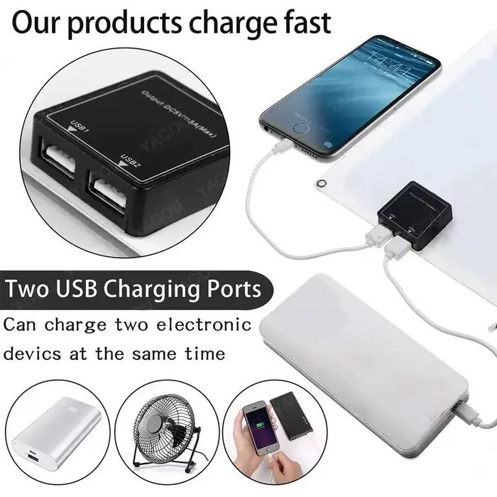 Chargeur solaire portable étanche double USB 5V à charge rapide