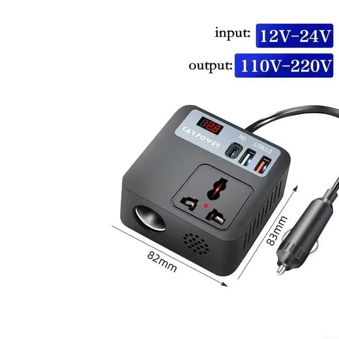 Convertisseur de puissance 12V à 220V pour voiture portable et multifonctionnel pour charger et alimenter appareils électroniques en déplacement