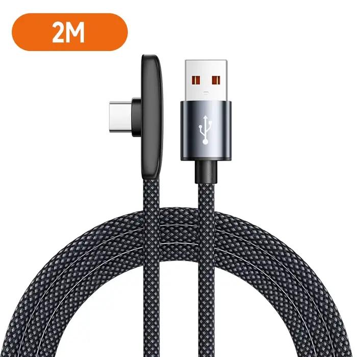 Câble USB-C tressé coudé à 90° 100W avec boîtier en alliage d'aluminium massif pour une charge rapide et efficace