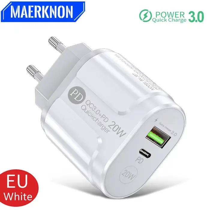 Chargeur de téléphone 20W charge rapide PD USB Type C