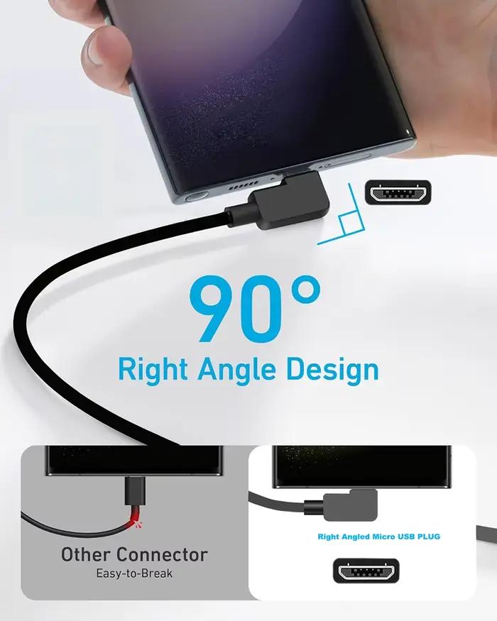 Câble USB C vers Micro USB coudé court USB Type C