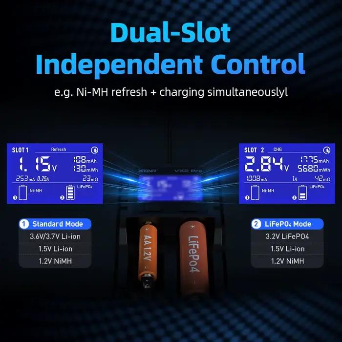XTAR 1.5V VX2 Pro chargeur de batterie intelligent multifonction Test de capacité décharge résistance interne contrôle charge rapide