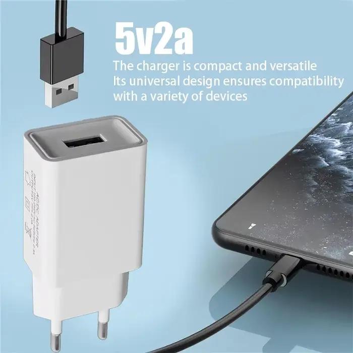 Chargeur USB 5V 2A Adaptateur Alimentation Universel de Voyage pour Téléphone Portable iPhone Samsung Xiaomi Redmi LG Prise de Charge Murale EU US