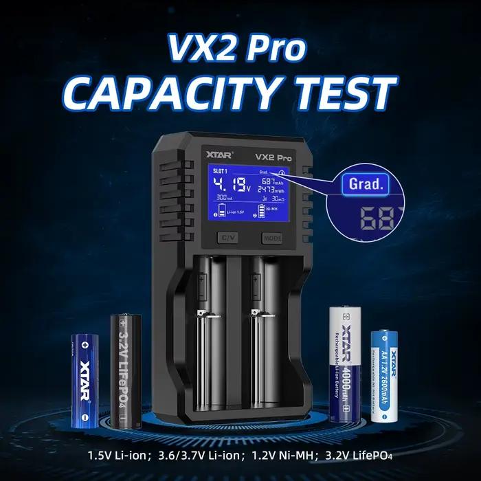 XTAR 1.5V VX2 Pro chargeur de batterie intelligent multifonction Test de capacité décharge résistance interne contrôle charge rapide