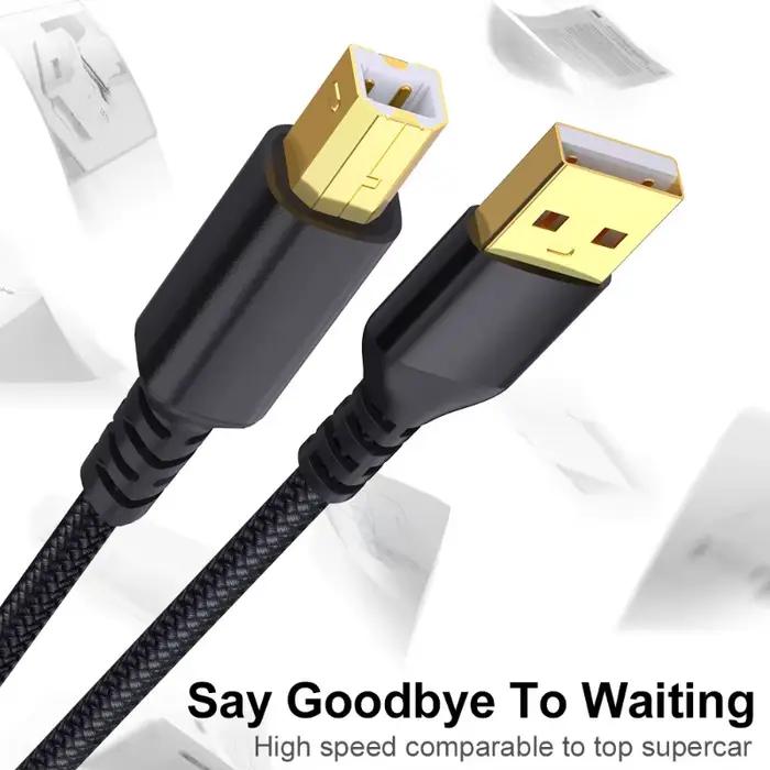 Câble d'imprimante USB B vers USB A USB 2.0 mâle vers mâle cordon de scanner câbles d'imprimante haute vitesse pour HP Canon Epson Dell Lexmark
