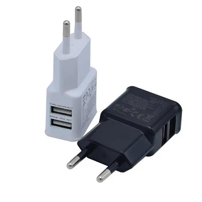 Chargeur USB double 5V universel avec prise EU pour iPhone Samsung Xiaomi Huawei - Adaptateur d'alimentation de voyage pour téléphone portable