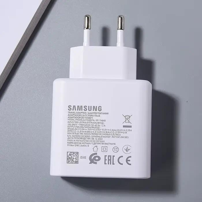 Samsung Chargeur 45W Super Rapide Charge EU Adaptateur USB-C 1/1/1 M Type C Câble Pour Galaxy S23 S24 S22 S21 S20 Ultra