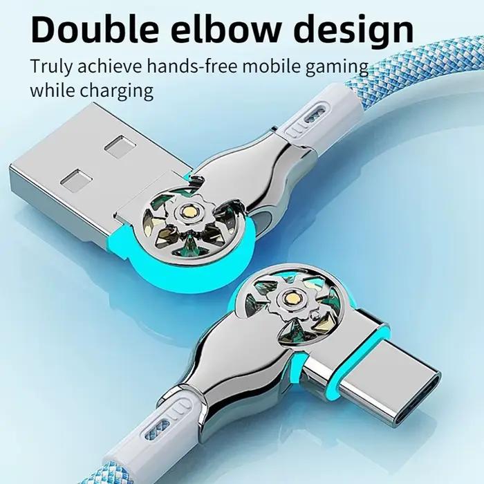 Câble de charge rapide USB A vers Type C en alliage de zinc avec rotation à 180 degrés