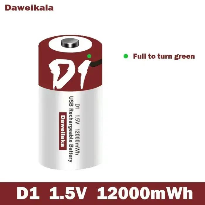 Batterie au lithium rechargeable USB-C de taille D 12000 mWh avec câble