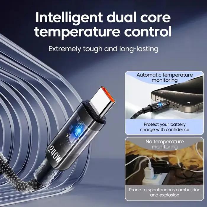 NNBILI – câble de données USB A vers Type-C 240W pour téléphone portable