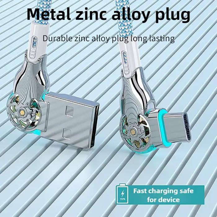 Câble de charge rapide USB A vers Type C en alliage de zinc avec rotation à 180 degrés