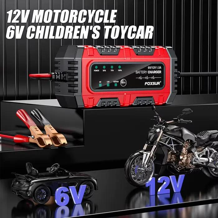 Chargeur intelligent 6V 12V 1.5A pour batteries moto et voiture