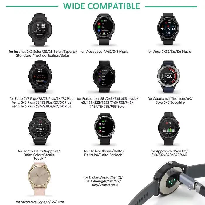 Adaptateur de charge portable Type C/Micro USB/iOS pour montre connectée Garmin Fenix 8 7 7S 7X 6 6S 6X 5 5S 5X Venu 2