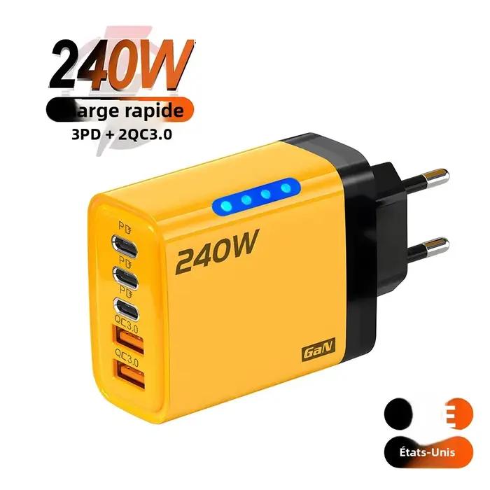 5 Ports USB C PD chargeur Charge rapide 3.0 Type C USB chargeurs de téléphone adaptateur