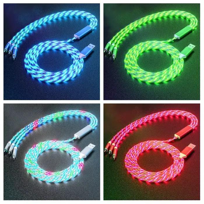 NNBILI – câble USB 3 en 1 avec lumière LED