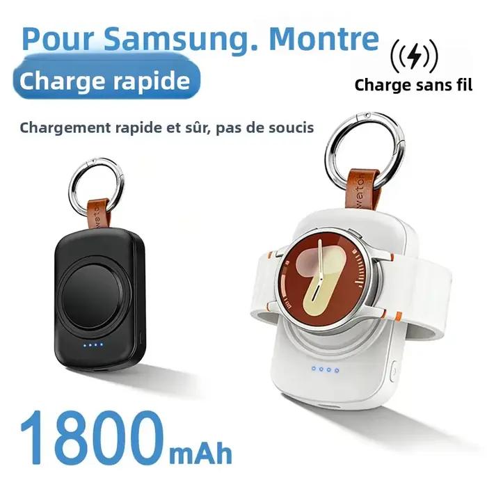 Chargeur de montre portable sans fil magnétique 1800mAh pour Samsung Galaxy Watch 8/7 Classic 5/4 Pro/3 Active USB Type C Charge rapide
