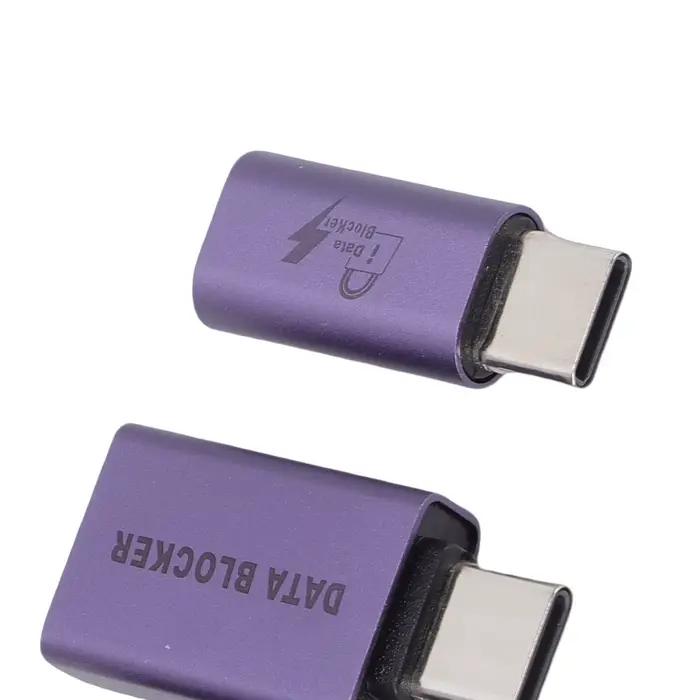 Bloqueur de données USB A mâle vers USB C femelle – Anti-piratage pour tous les téléphones mobiles USB – Charge rapide
