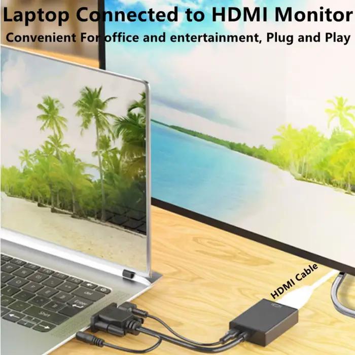 Câble adaptateur VGA vers HDMI HD 1080P avec sortie Audio 3.5mm pour PC portable vers projecteur ou HDTV conversion USB alimentée occasions spéciales