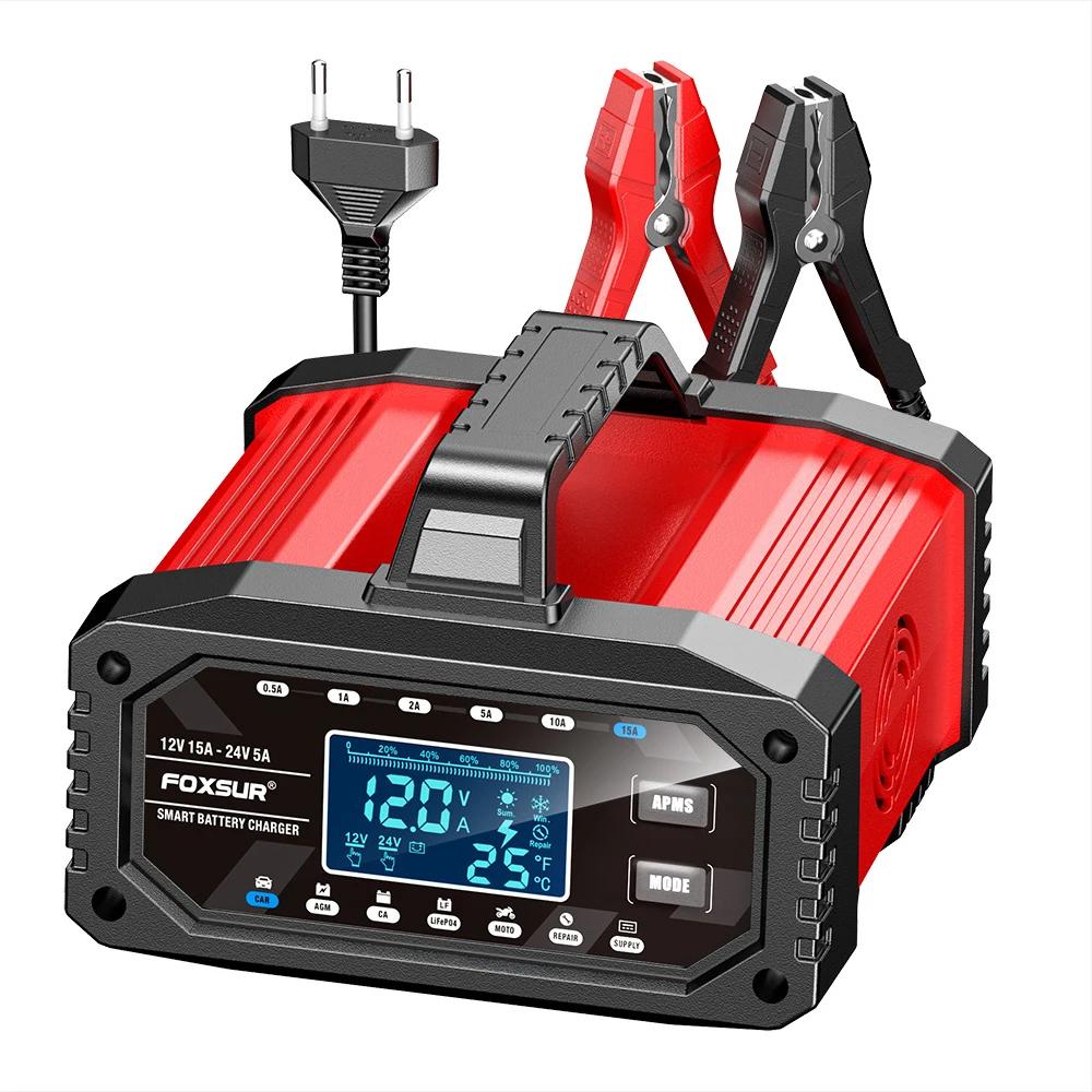 EAFC – chargeur de batterie intelligent 12/24V 15a, 10 étapes, protection pour LiFePo4 AGM,EFB,GEL,C