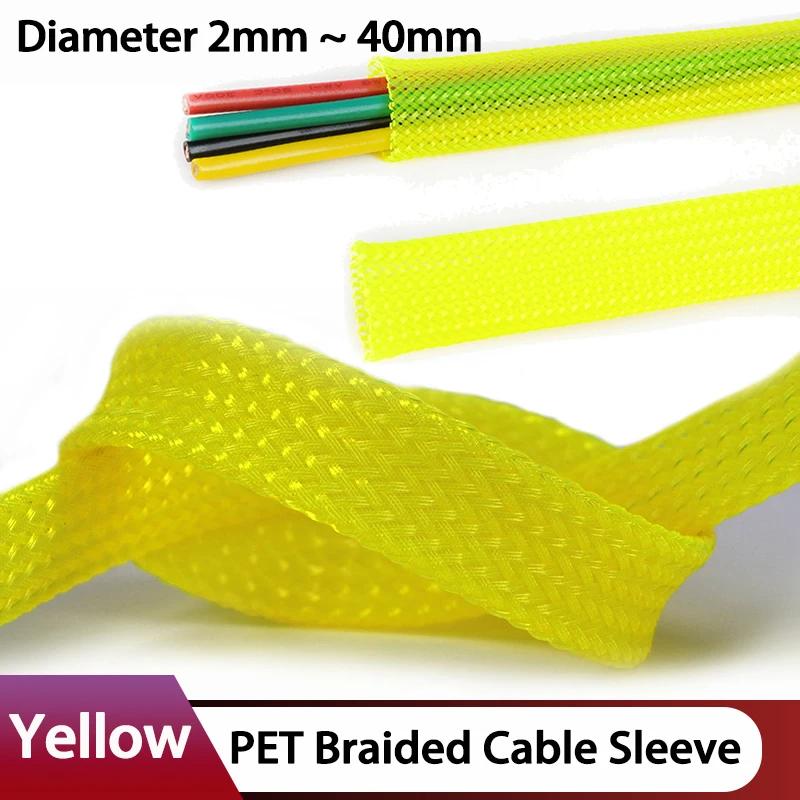 Manchon de câble tressé en PET jaune UV 2/4/6/8/10/12/14/16/20/25/30mm, gaine d'enveloppe de Protect