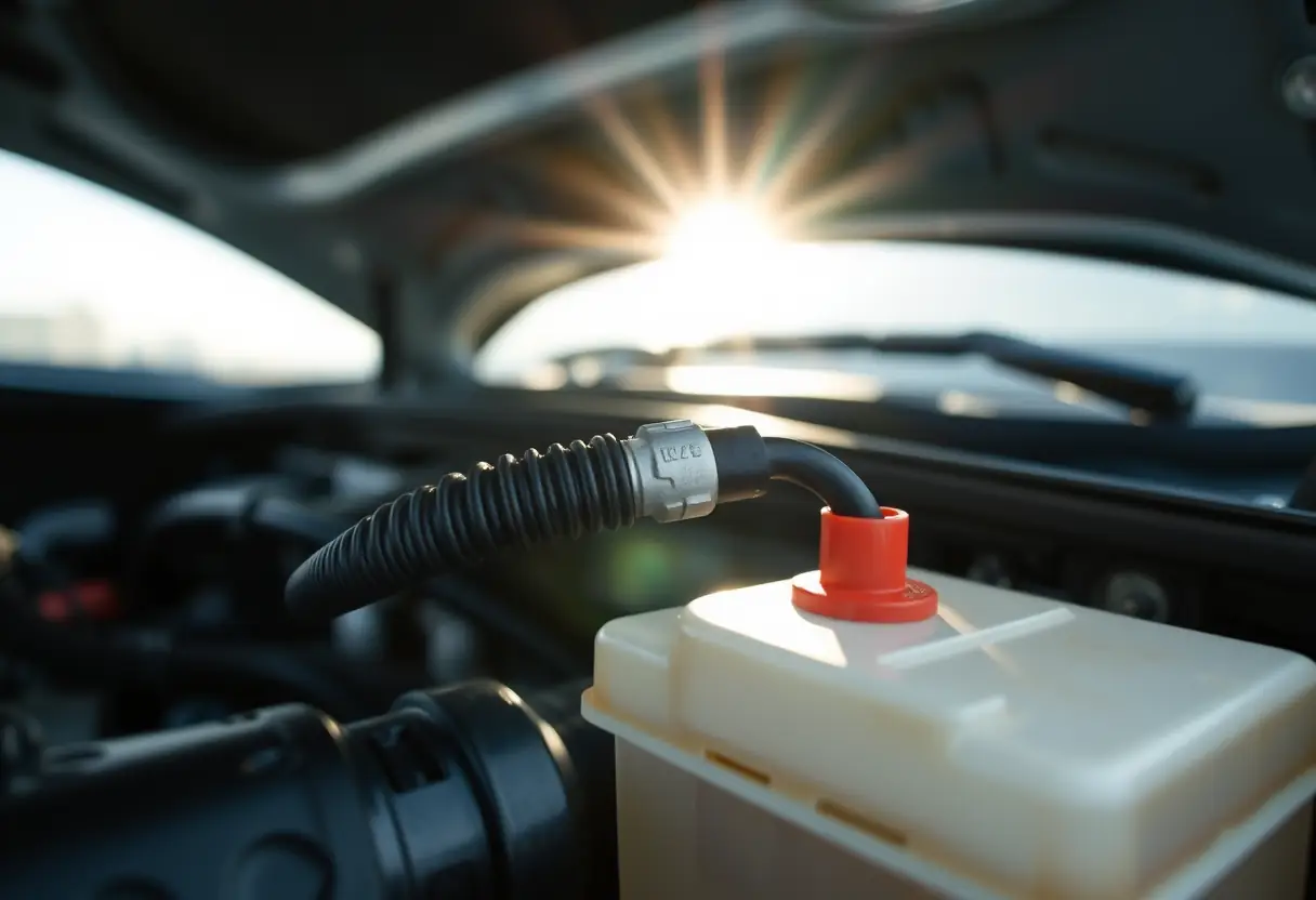 Une fiche électrique branchée sur une batterie de voiture dans le compartiment moteur